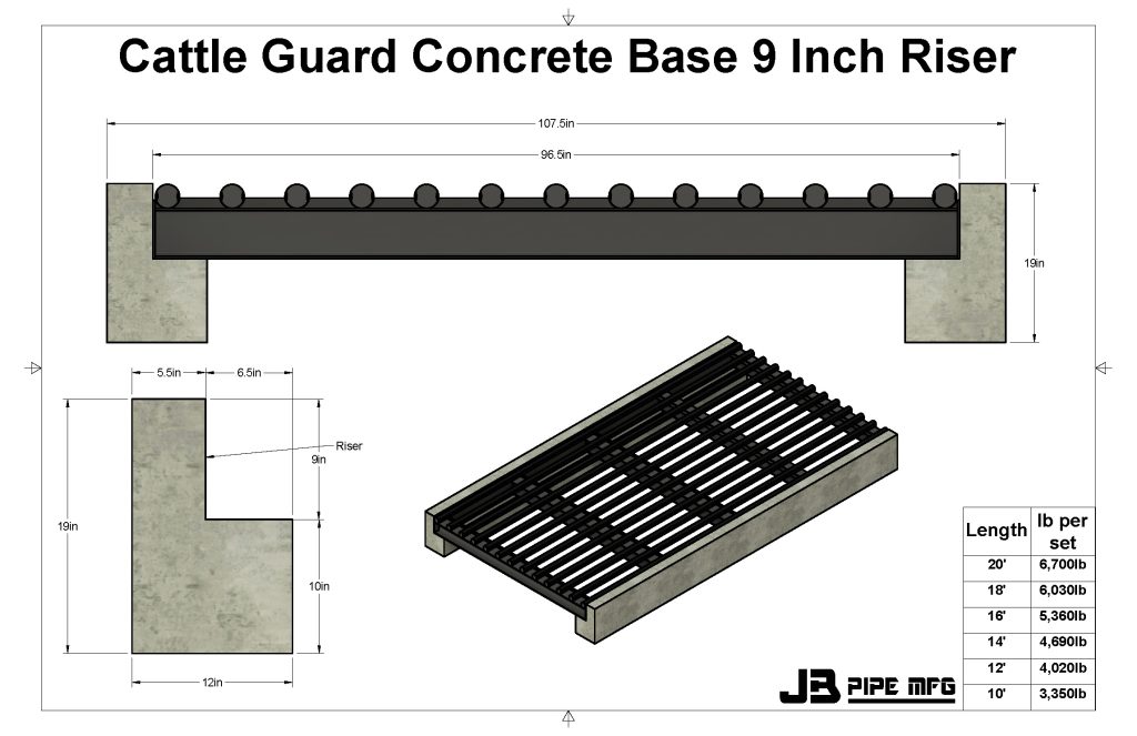 Cattle Guard Concrete Base 9 inch